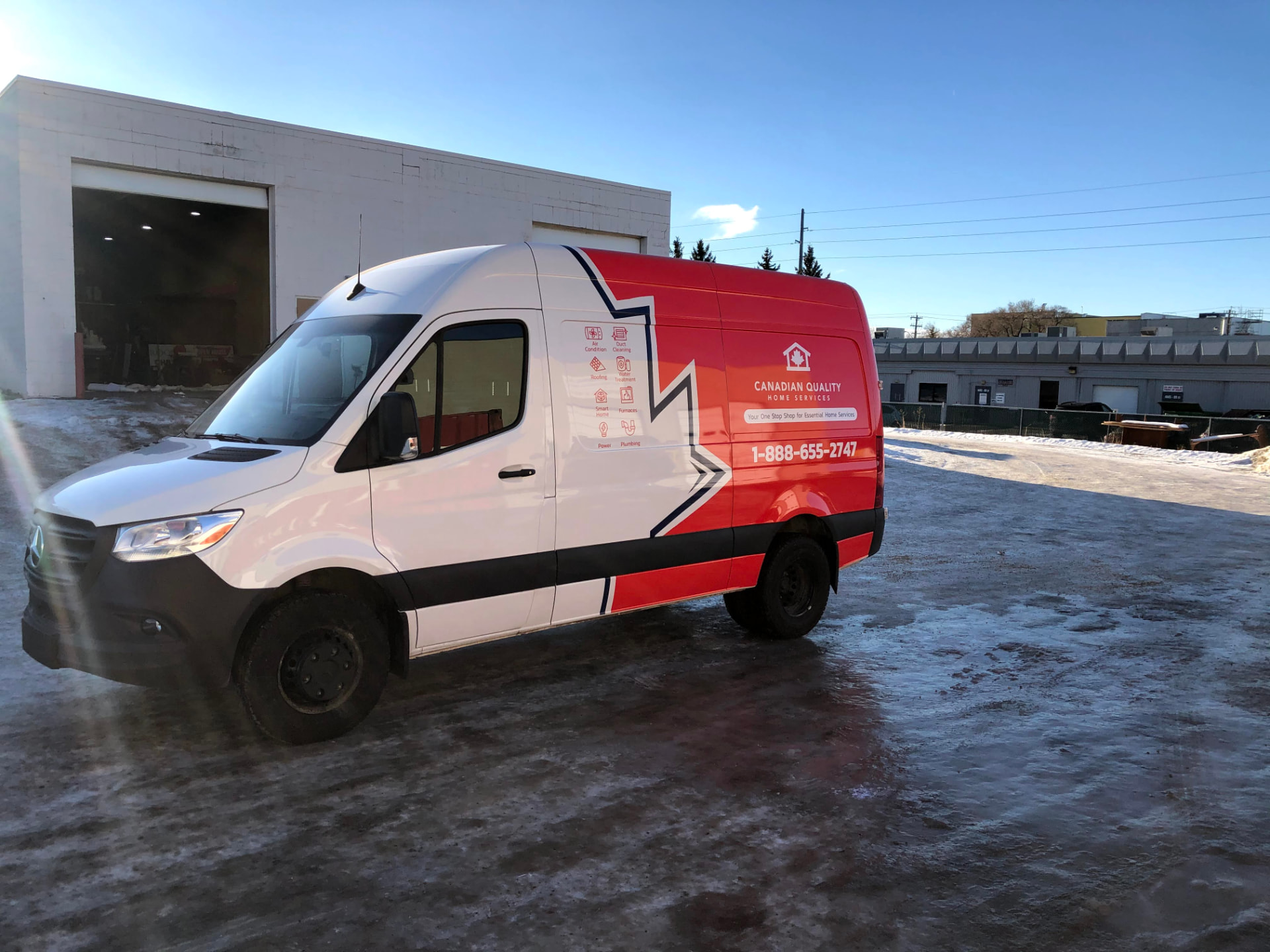 Canadian Quality Home Services Sprinter van wrap, side view